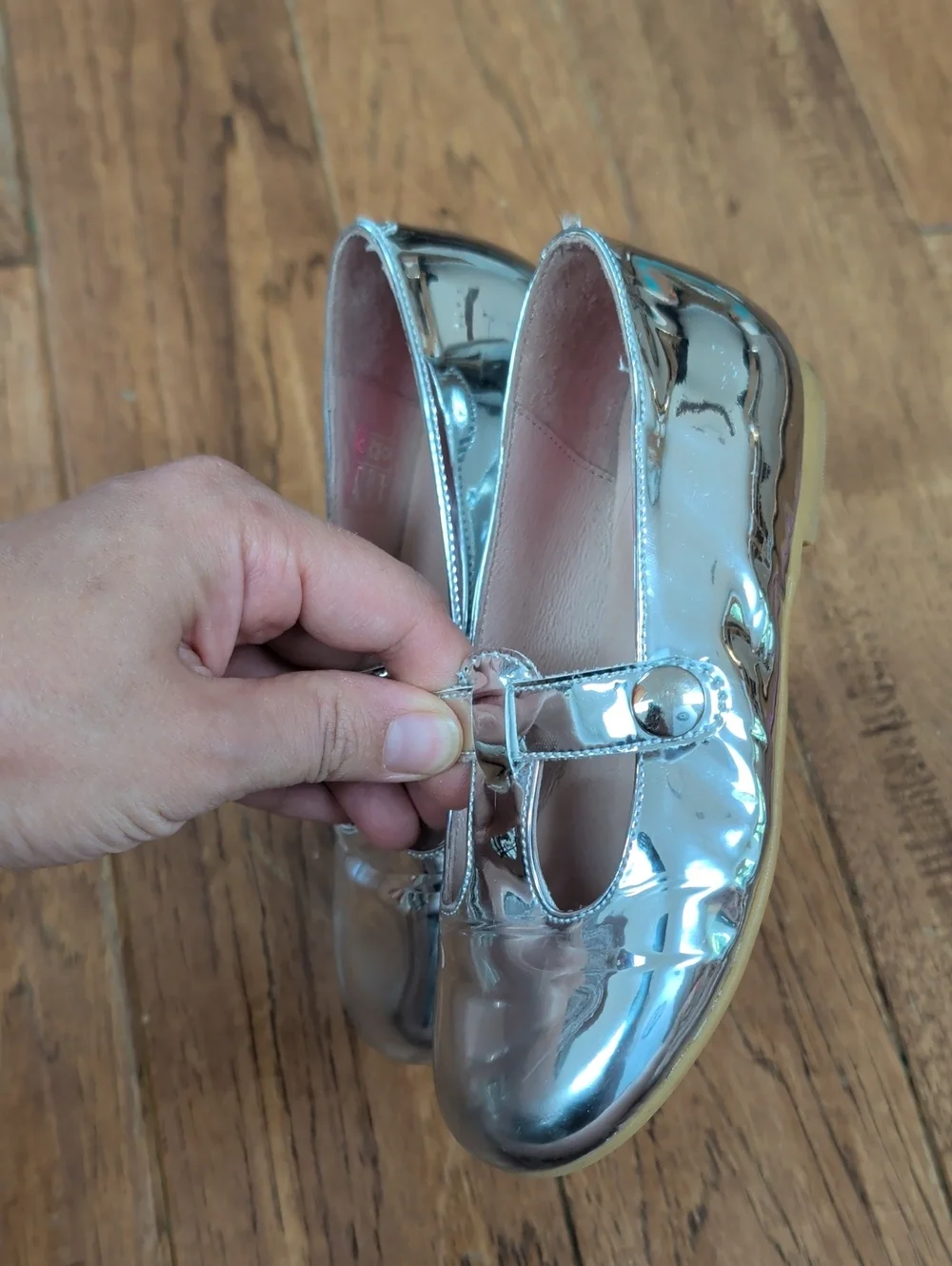 Jacadi Paris Girls Metallic Silver Mary Jane Dress Shoes